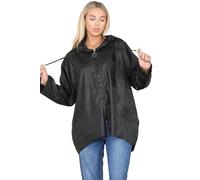 H&F Women’s Italian Long Sleeve Zip Up Hooded Lightweight Waterproof Hope Raincoats Jacket Reusable Breathable Raincoat Outdoor Coats (Black, 12-14)