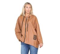 H&F Women’s Italian Long Sleeve Zip Up Hooded Lightweight Waterproof Hope Raincoats Jacket Reusable Breathable Raincoat Outdoor Coats (Camel, 12-14)