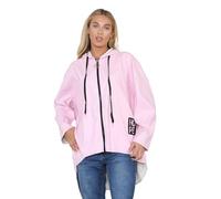 H&F Women’s Italian Long Sleeve Zip Up Hooded Lightweight Waterproof Hope Raincoats Jacket Reusable Breathable Raincoat Outdoor Coats (Baby Pink, 24-26)