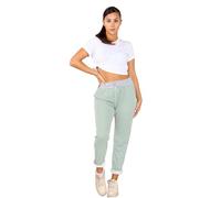 H&F Women’s Italian Stripe Denim Jogger Sweatpants Ribbed Waistband Trousers Ladies Plain Causal Summer Jogger Gym Running Pants Size 8-22