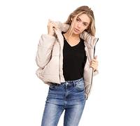 H&F Women’s Long Sleeve Zip Up Crop Puffer Jacket Short Quilted Padded Coat Drawstring Waist Lightweight Coats For Women Stand Collar Bubble Jackets Warm Winter Jacket Size S-XL (S, Stone)