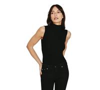 H&F Women’s Sleeveless Polo Neck Plain T Shirt Ladies Stretch Roll Turtle Neck Basic Vest Jumper Casual, Formal Wear Blouse Top Size 8-22 (UK, Numeric, 16, 18, Regular, Regular, Black)