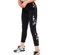 H&F Women's Floral and Leopard Print Side Panel Leggings Non-See-Through Yoga Pants Stretch Running Pants for Gym, Cycling Tights Slim Fit Body Shaper Pants (Green Red Floral, L-XL)