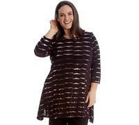 H&F Womens Ladies Scoop Round Neck 3/4 Sleeve Plain Sparkling Glitter Shiny Sequins Party Night Out Club wear Top Shirt Dress Truly Plus Size 14-28 (22-24, Red-2)