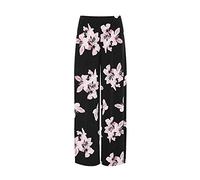 H&F Women's Plus Floral Print Palazzo Trousers Lades Flared Wide Leg Pants Stretch 12-26 (Black Lilac Lilly, 24-26)
