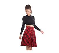 H&F ® Womens Plus Size Plain Flared Elastic Waist Ladies Short Skater Skirt - Sizes 14-28 (Red Tartan, 22-24)