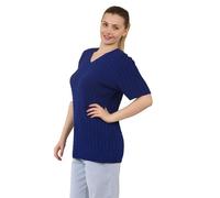 H&F Women's Short Sleeve Chunky Cable Knitted V-Neck Jumper, Ladies Oversized Loose Sweater, Casual Knitted Pullover Top, UK Size 8-22 (UK, Numeric, 16, 22, Regular, Regular, Royal Blue)