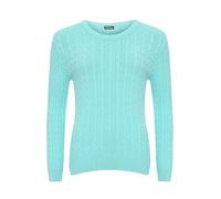 H&F Women's Turquoise Cable Knit Crew Neck Long Sleeve Jumper Size 16-24