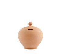 Ceramic Piggy Bank In Raw Round Shape Of 15 Cm In Terracotta