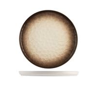H&H 3 Eclipse Plates In Decorated Relief Porcelain In Brown Tones