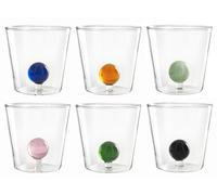 H&H 6 Borosilicate Glass Cups With Miniature Sphere Shape Assorted Colors