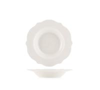 H&H 6 Festooned Deep Plates Blanc In New Bone China Ivory 21.5 Cm