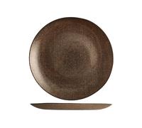 H&H 6 Flat Plates Regent in Glass Glitter Effect Bronze Color 28 cm