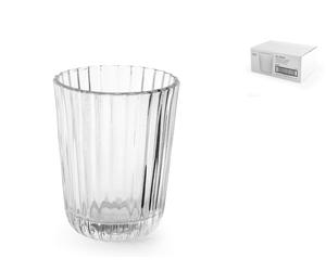 H&H 6 Glasses Emily in Transparent Striped Glass 240 cc