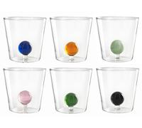 H&H 6 Glasses in Borosilicate Glass with Miniature Sphere Shape Assorted Colors