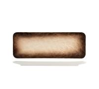 H&H 6 Rectangular Eclipse Plates In Embossed Brown Decorated Porcelain