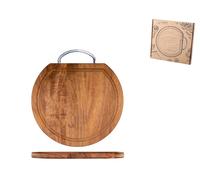 H&H Acacia Round Cutting Board, With Edge, 33X31Cm