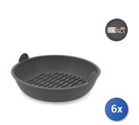 H&H Air Fryer Container 6x Silicone Grey Round 23 cm
