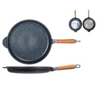 H&H Aluminum Cast Iron Pan With Wooden Handle, Diameter 32 Cm