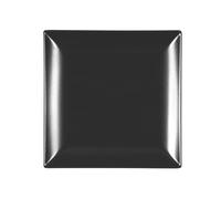 H&H Boston Set of 6 Dinner Plates, Stoneware, Black, Square, 24 x 24 cm