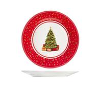 H&H Classy Xmas Set of 12 Flat Plates 27cm Porcelain, Multicolor