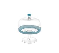 H&H Glass Dome Cake Stand Blue Diameter 18cm H22 Table Trays