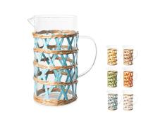 H&H Jug In Clear Glass With Straw Weaving 1.4L, Assorted Colors