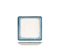 H&H Jupiter Square Plate Porcelain, 19Cm, Blue And Ivory