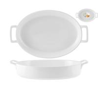 H&h Oval White Baking Dish With Handles 32.5x22 cm - Household Goods