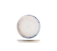 H&H Pack 12 fruit plates Artisanal in stoneware decorated blue border 21 cm.