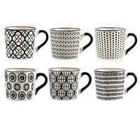 H&H Pack of 6 T Vhera Stoneware Cups Assorted Decoration cc