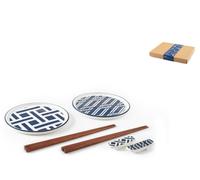 H&H Pack Of 8 Tsubaki Sushi Pieces In Decorated Porcelain 15 Cm