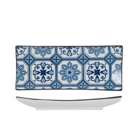 H&h Rectangular Plate Blue Oriental Prints 8.5x20.5cm