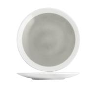 H&H Round White Gray Earthenware Plate 33 Cm