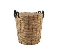H&H Seagrass Basket with Black Cotton Handles 40x40hcm