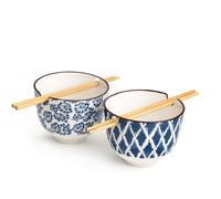 H&H Set 2 Bowls Silk in Decorated Porcelain 13x10h cm 560cc