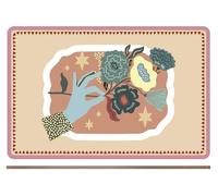 H&H Set of 2 Cork Placemats Flower Decoration 43 x 28 cm - Natural, Durable and Non-Slip, Ideal for Table, Kitchen and Daily Use