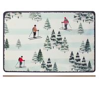H&H Set of 2 Cork Placemats, Skiers Decoration, 43 x 28 cm, Natural, Durable and Non-Slip, Ideal for Table, Kitchen and Daily Use