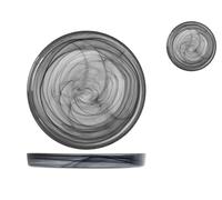 H&H Set of 6 Glass Plates alabastro Black 21 h 2.5 cm