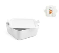H&H Square Baking Dish, White Porcelain, 18Cm X 7Cm, With Lid