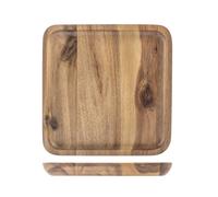 H&H Square Tray In Acacia Wood Dark Wood 20x20x2H cm
