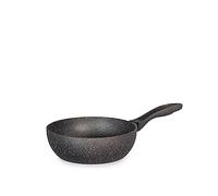 H&H Stone Grey Aluminium Wok with Non Stick Stone Coating, 20 cm, Induction