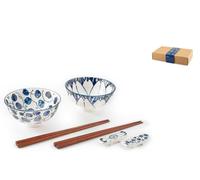 H&H Sushi Set 8 Piece Tsubaki Porcelain White 12 cm Decorated