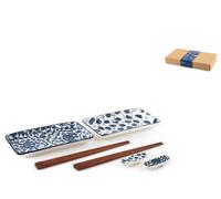 H&H Sushi Set Tsubaki 8-Piece White Porcelain Decorated 18x19,5 cm