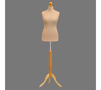H & H Traders Cream Female Tailors Mannequin Display Bust Dummy FOR Dressmakers Fashion Students With A Light Wood Base Size 48/50, UK 20/22