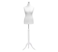 H & H Traders White Female Tailors Mannequin Display Bust Dummy FOR Dressmakers Fashion Students With A White Wood Tripod Base Size 36/38, UK 8/10 or 10/12