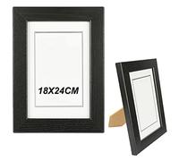H HANSEL HOME Wooden Picture Frame 18 x 24 cm, Black Wooden Photo Frame with Glass Top for Table and Wall
