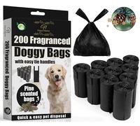 H Haya Home 200 Pine Scented Eco Tie Handles Large Dog Poo Bags on Roll Leak Proof Tear-Resistant Dog Poo Bags Extra Strong Doggy Poop Waste Bags Environmentally Friendly Made From Recyclyed Material