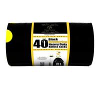 H Haya Home 70L litre 40 Drawstring Bin Bags Heavy Duty Swing Bin Liners Black Plastic Refuse Sacks