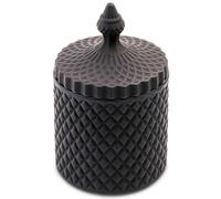 H HERAFE Qtip Holder Dispenser Apothecary Glass Jar - Bathroom Storage Canister for Cotton Ball, Pad, Hair Tie, Bath Salts, Floss - Vanity Organizer (Black, Large)